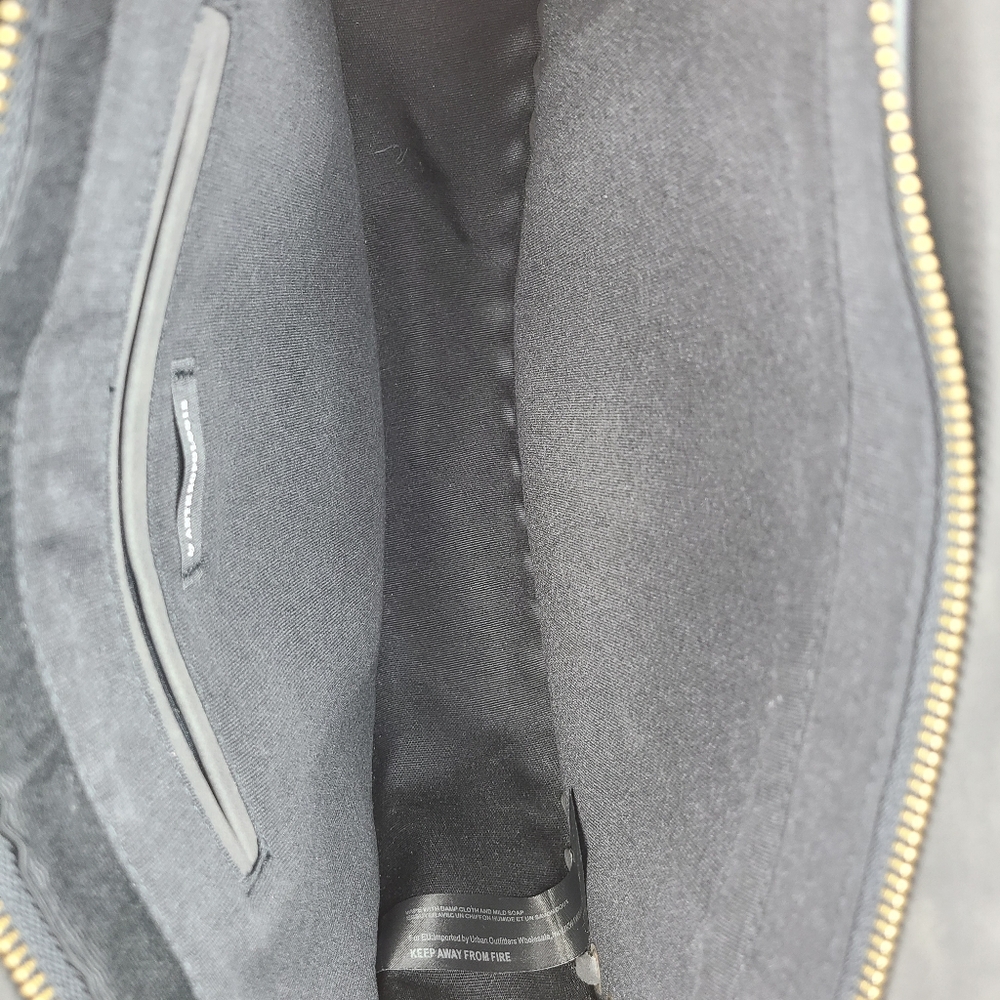 Anthropologie Bag Marla Circle Whipstitched Gray Body Brass Hardware Boho Large - Picture 13 of 14